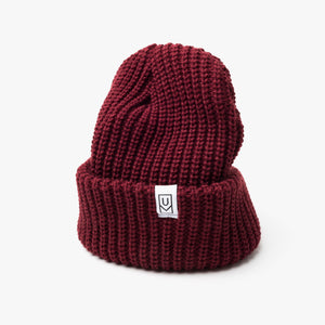 Chunky Knit Beanie (Burgundy)